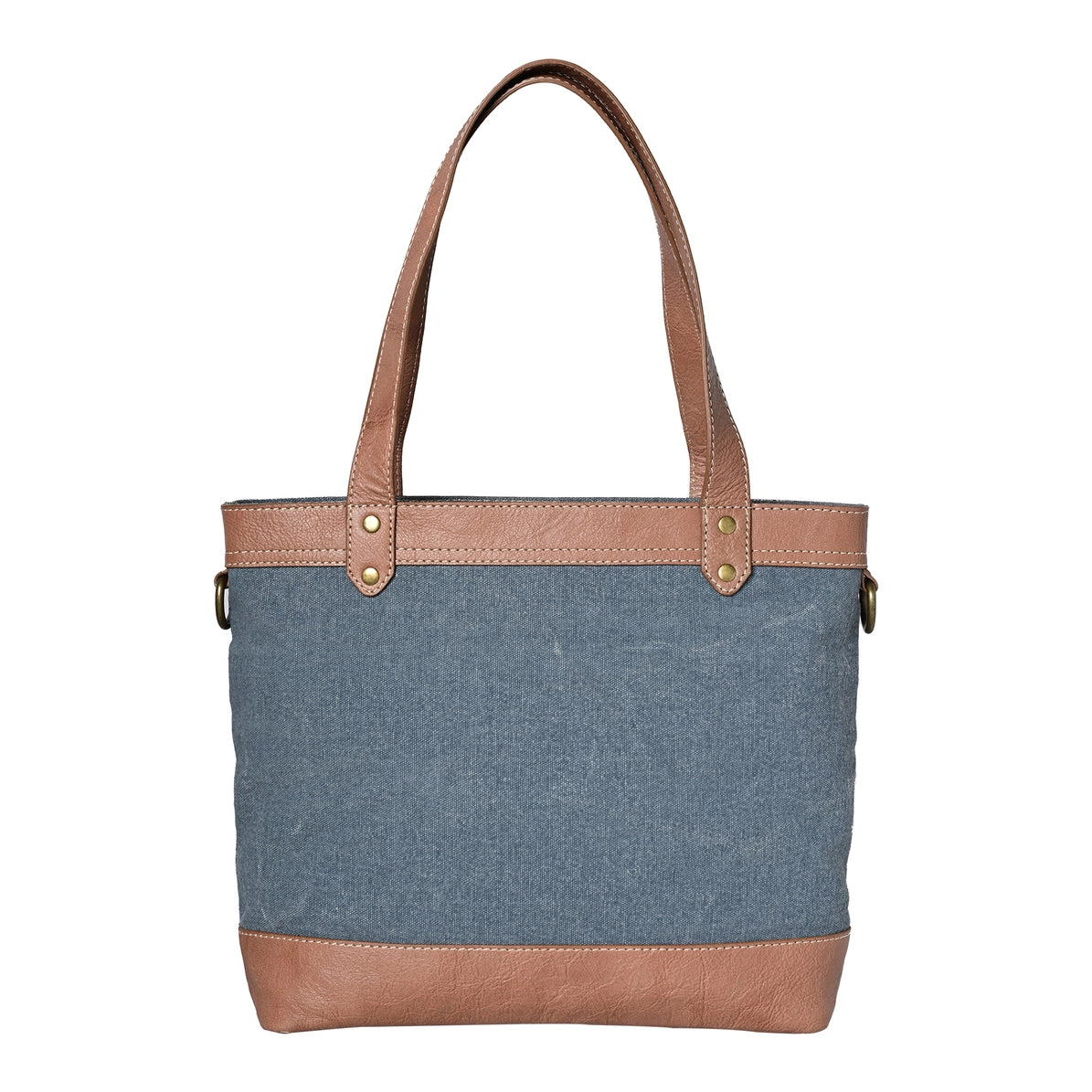 Vintage Script Shoulder Bag – Dusty Blue Up-Cycled Canvas