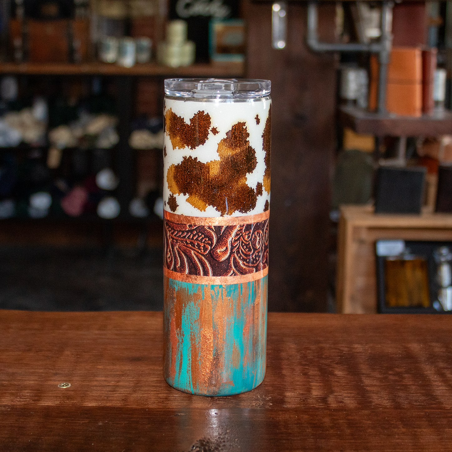 20 Oz Cow Print w/ Leather