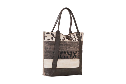 Ecru Tote – Up-Cycled Canvas & Vegan Leather