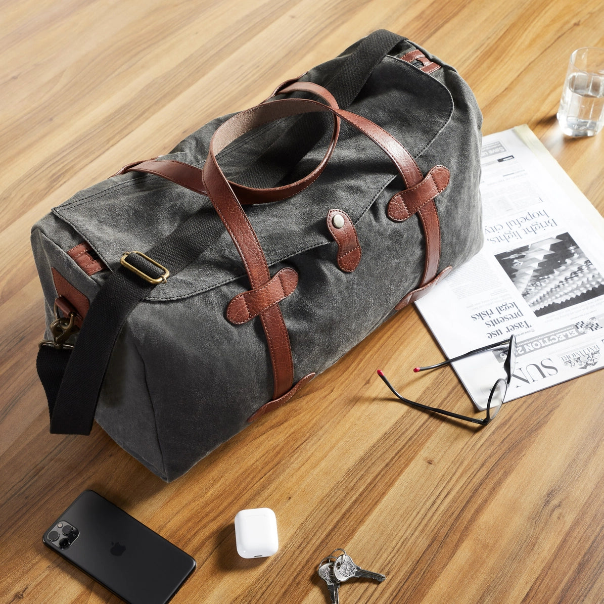 Aldrich Up-Cycled Canvas Duffle Weekender Bag