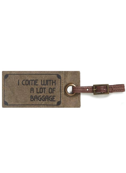 Travel Addict Luggage Tag – Up-Cycled Canvas & Vegan Leather