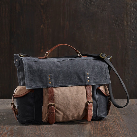 Sebastian Up-Cycled Canvas Men's Messenger Bag