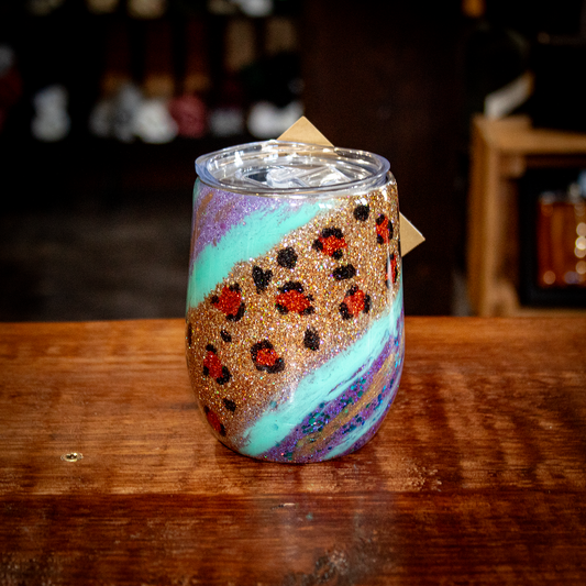 12 Oz Gypsy Leopard Stemless Wine