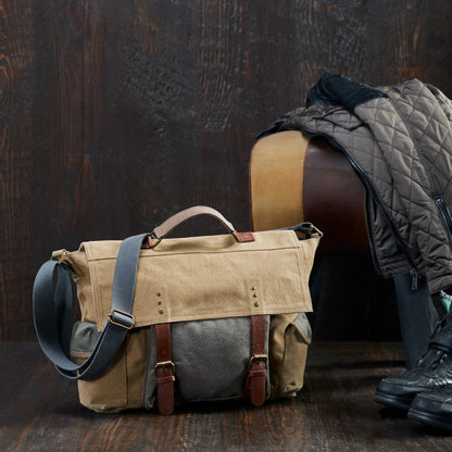 Sebastian Up-Cycled Canvas Men's Messenger Bag