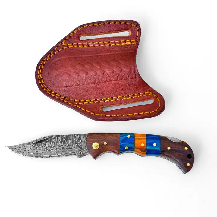 Black Diamond Wood Damascus Folder