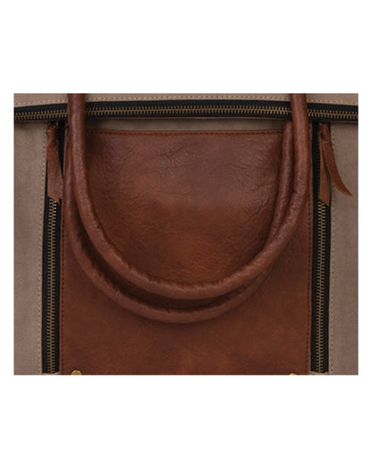Fold Over Convertible Tote – Stone Up-Cycled Canvas