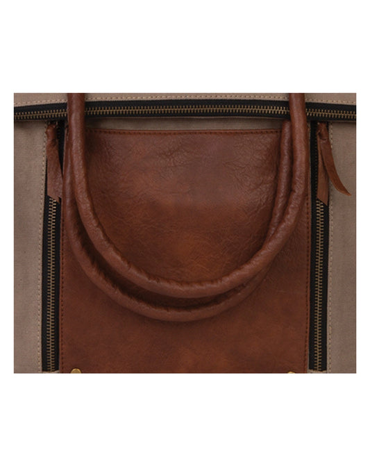 Fold Over Convertible Tote – Stone Up-Cycled Canvas