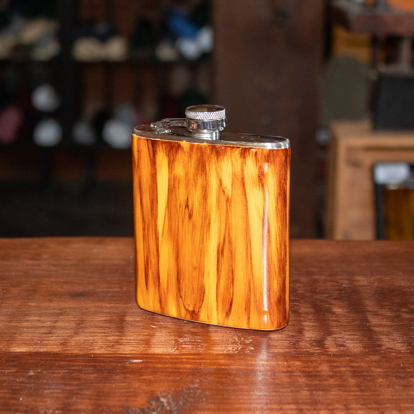 7 Oz Wood Grain Flask