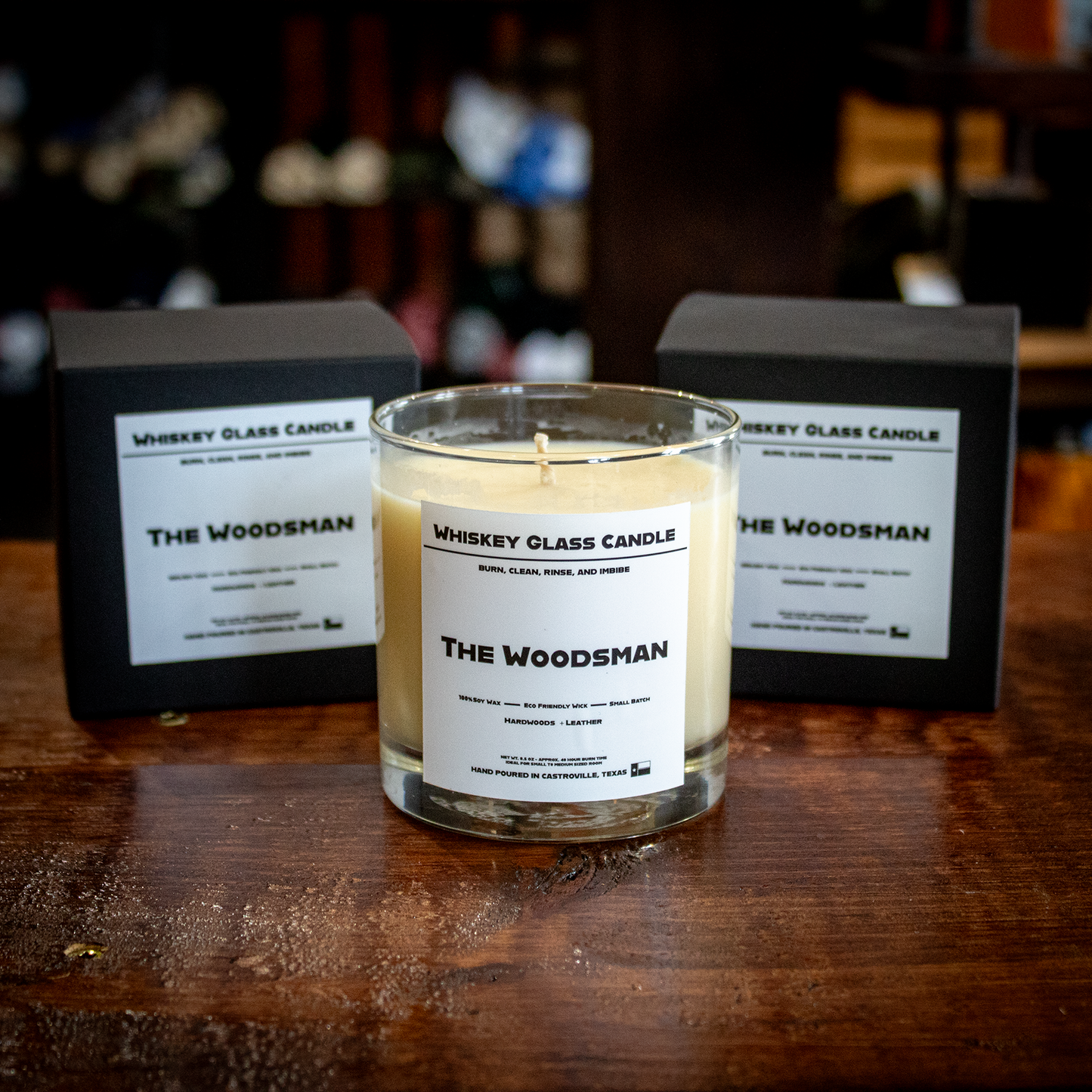 The Woodsman - Rustic Leather & Hardwood Soy Wax Candle