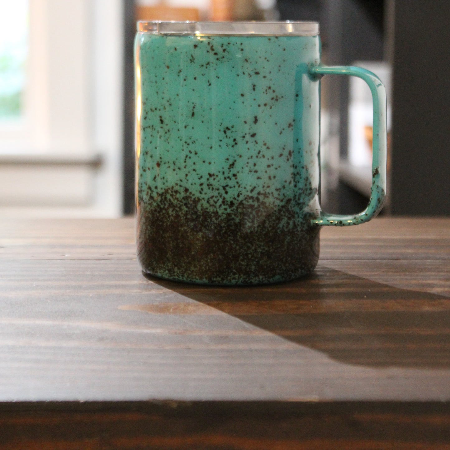 LLB-004 Teal Coffee Grounds 10oz Coffee Cup – Epoxy Stainless Steel Tumbler