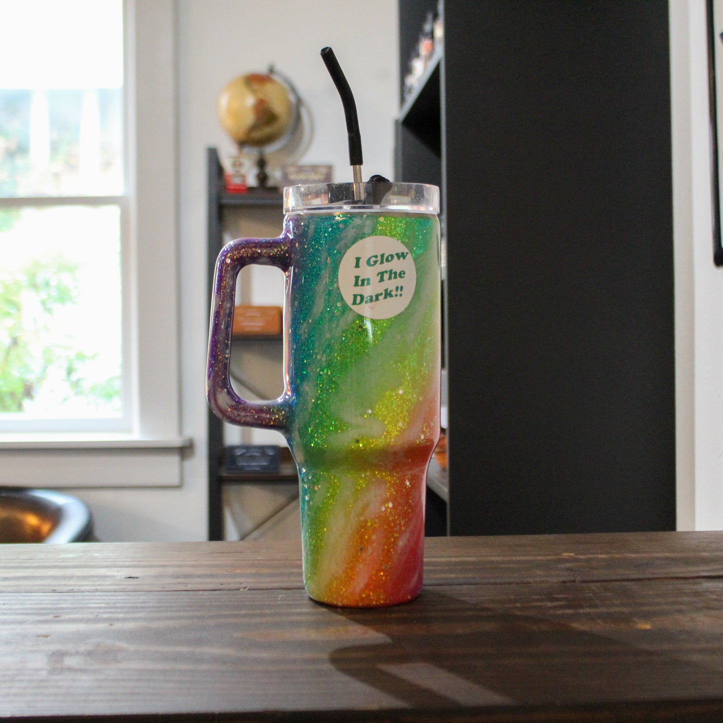 LLB-020 40oz Rainbow Glow-in-the-Dark Glitter Tumbler