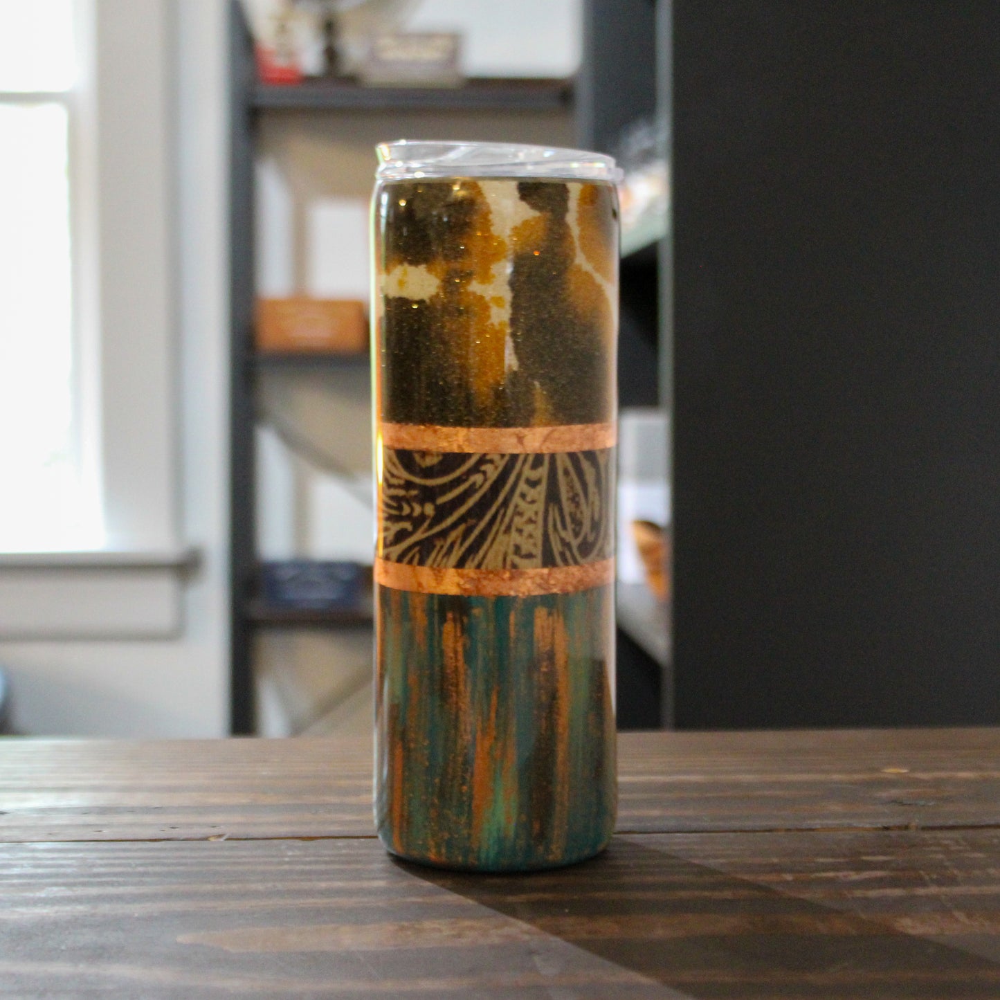 LLB-021 20oz Slim Cowhide & Patina Tumbler