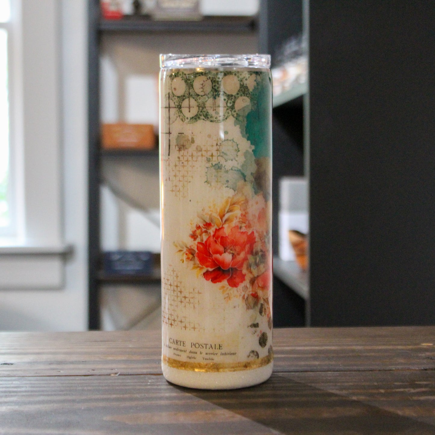 LLB-035 Floral Multi Media 20oz Slim Tumbler