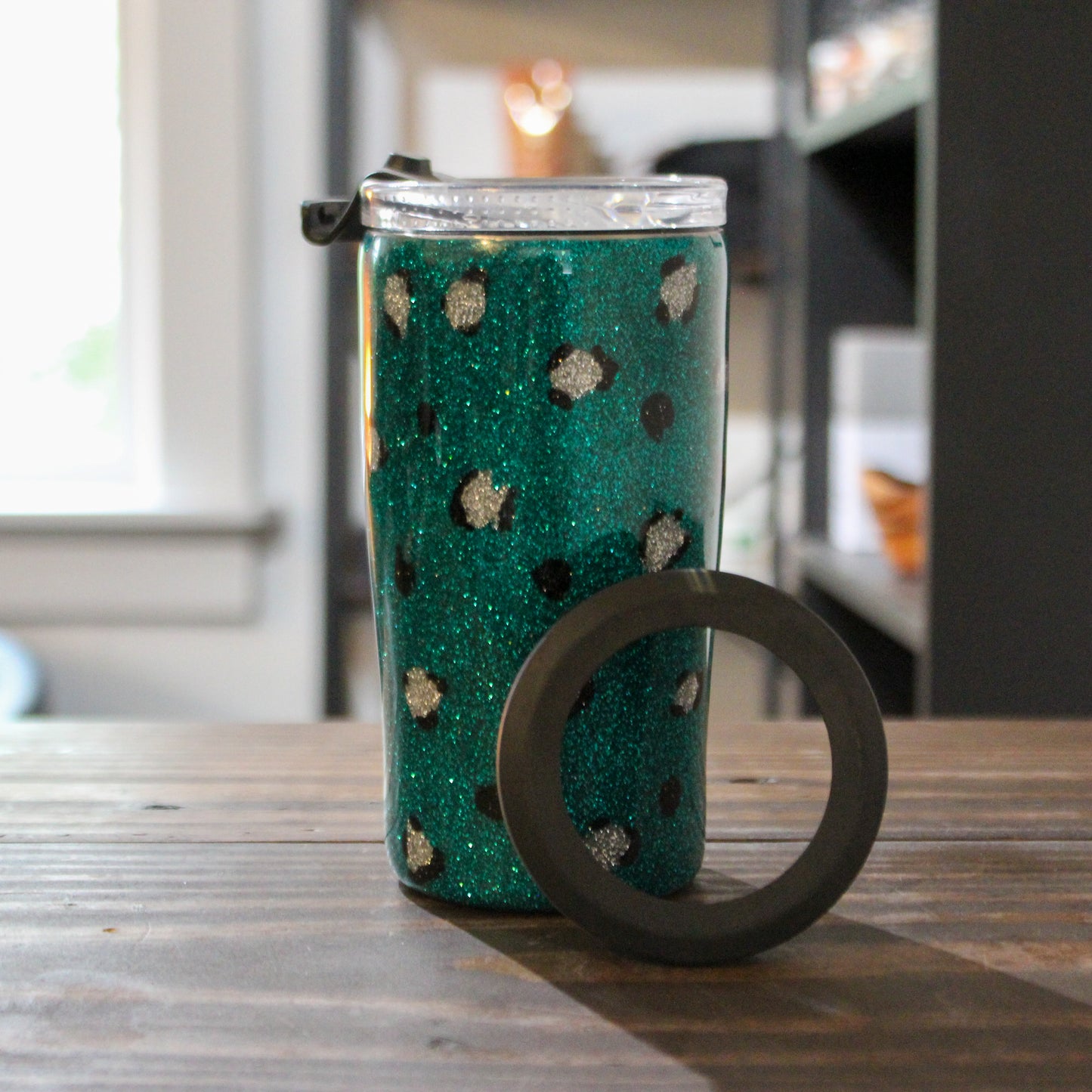 LLB-044 Teal Glitter Leopard 4-in-1 Tumbler