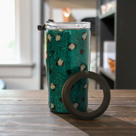 LLB-044 Teal Glitter Leopard 4-in-1 Tumbler