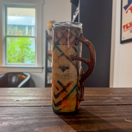 LLB-051 Southwest 20oz Slim Tumbler w/ Antler Handle
