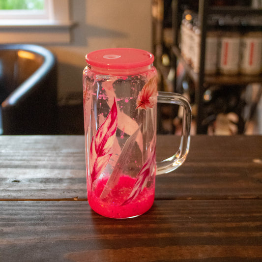 LLB-057 Pink Feather Snowglobe Acrylic Mug