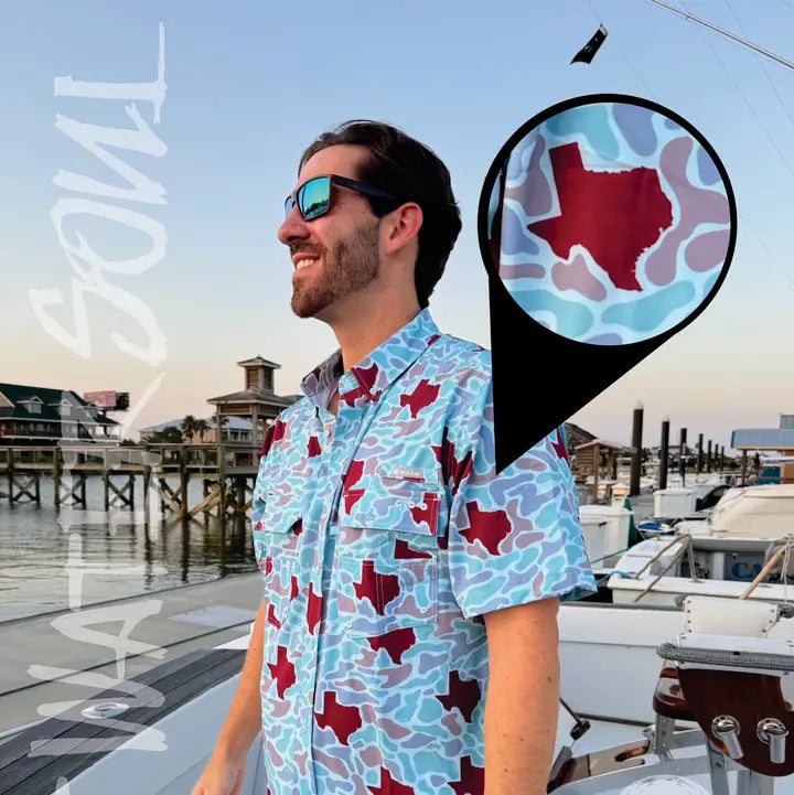 Texas Maroon Camo Fishing Shirt