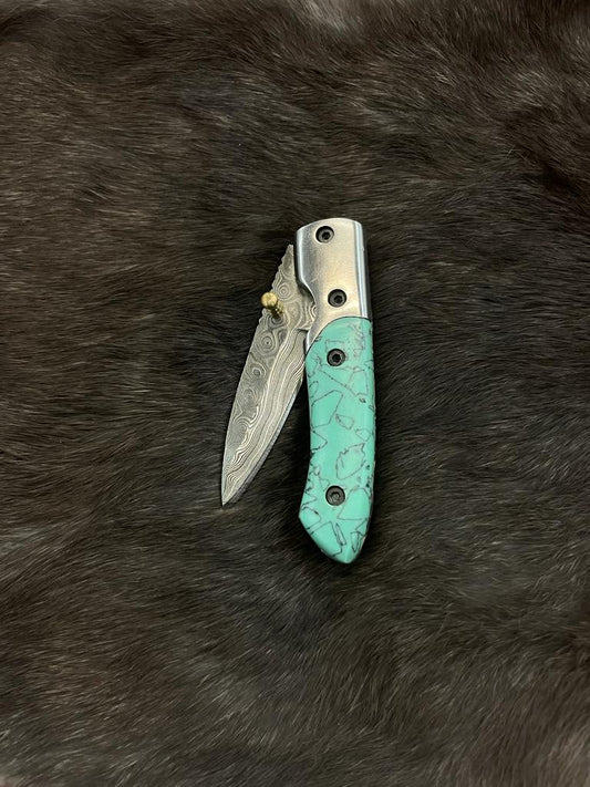 Turquoise Damascus Folder