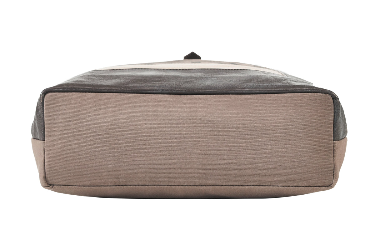 Ecru Tote – Up-Cycled Canvas & Vegan Leather