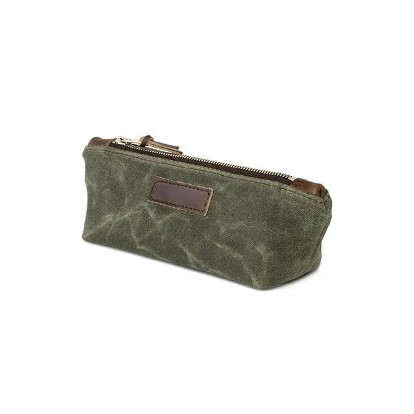 Waxed Canvas Daily Zipper Pouch - Olive