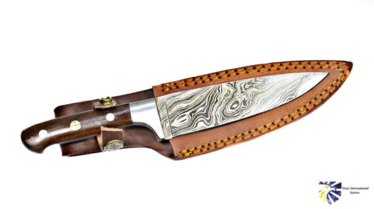 Walnut and Damascus Kitchen Knife