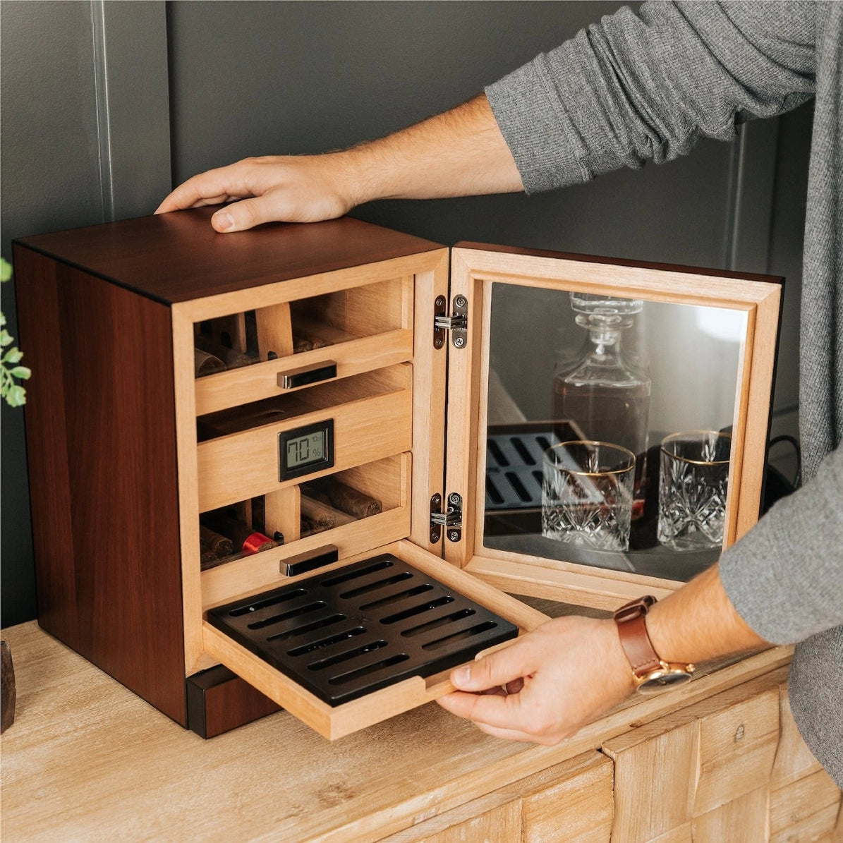 Luca Humidor Cabinet - Walnut