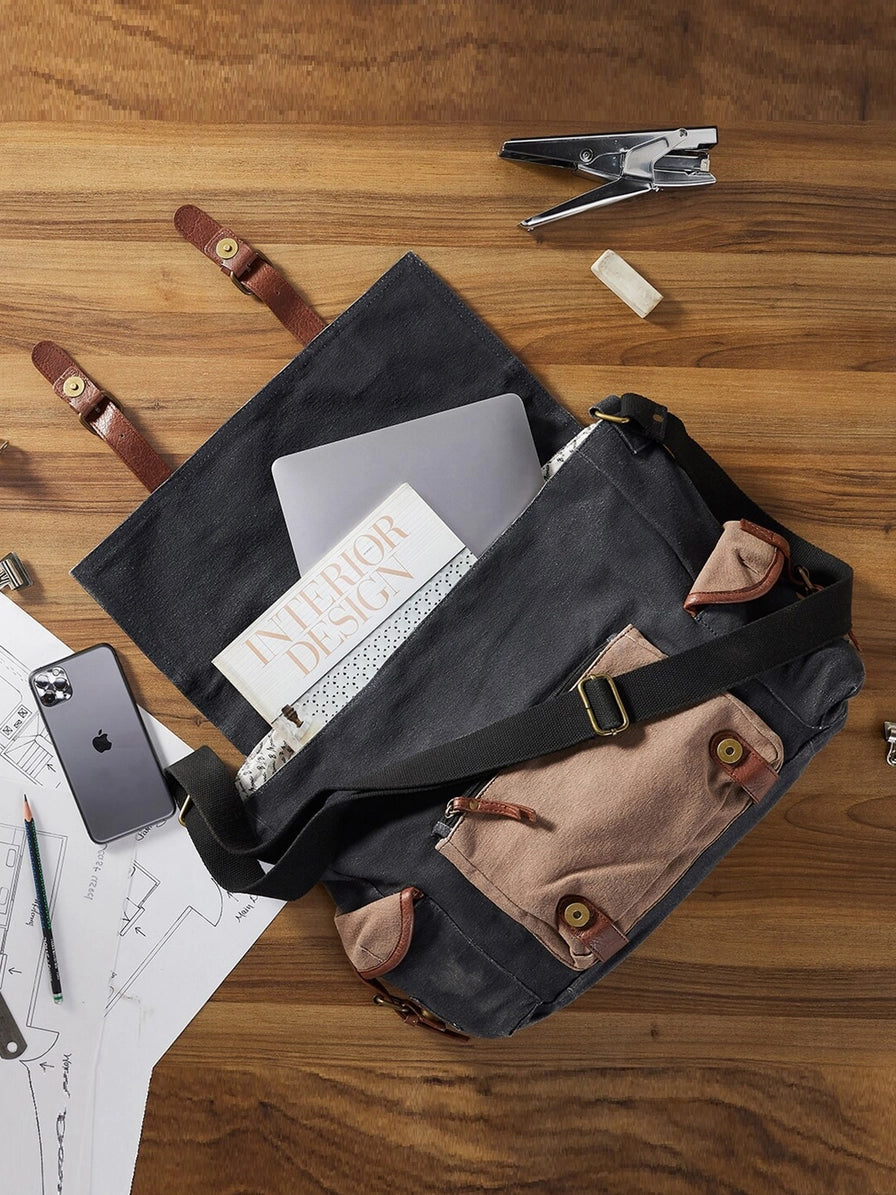 Sebastian Up-Cycled Canvas Men's Messenger Bag